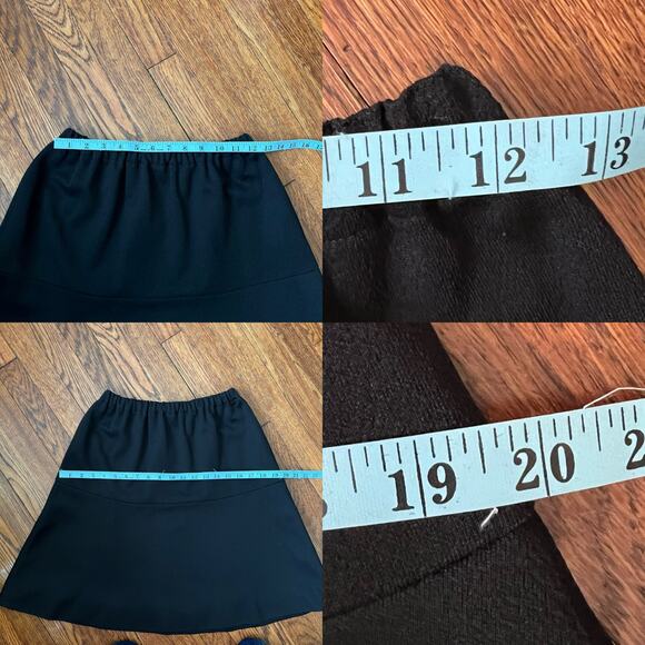 80s/90s Vintage Homemade Black Full Skirt Size XS Elastic Waist Midi Minimalist - Picture 9 of 16